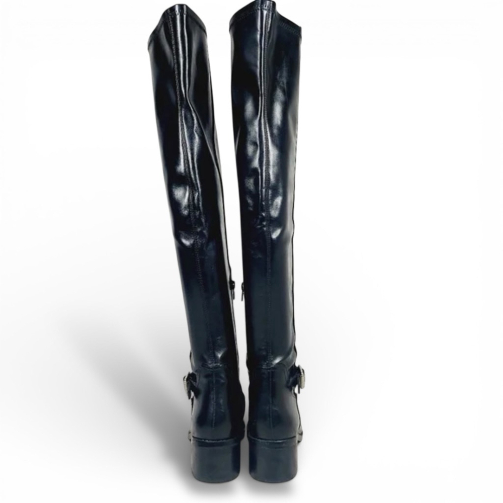 Black Over The Knee Boots Low Block Heel Buckle Riding Boots Size 5 DV Dolce Vit - Picture 16 of 17
